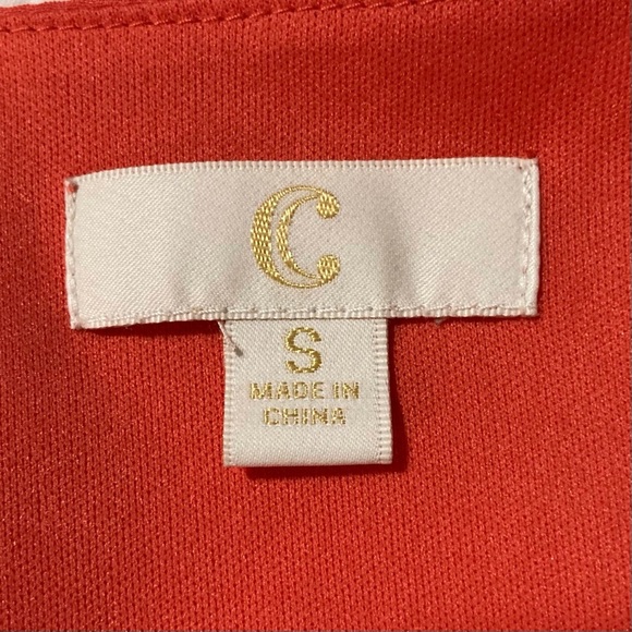 C Label Coral Chiffon Dress w/ Embroidered Detail at Hem | Size S | Summer - Picture 5 of 10